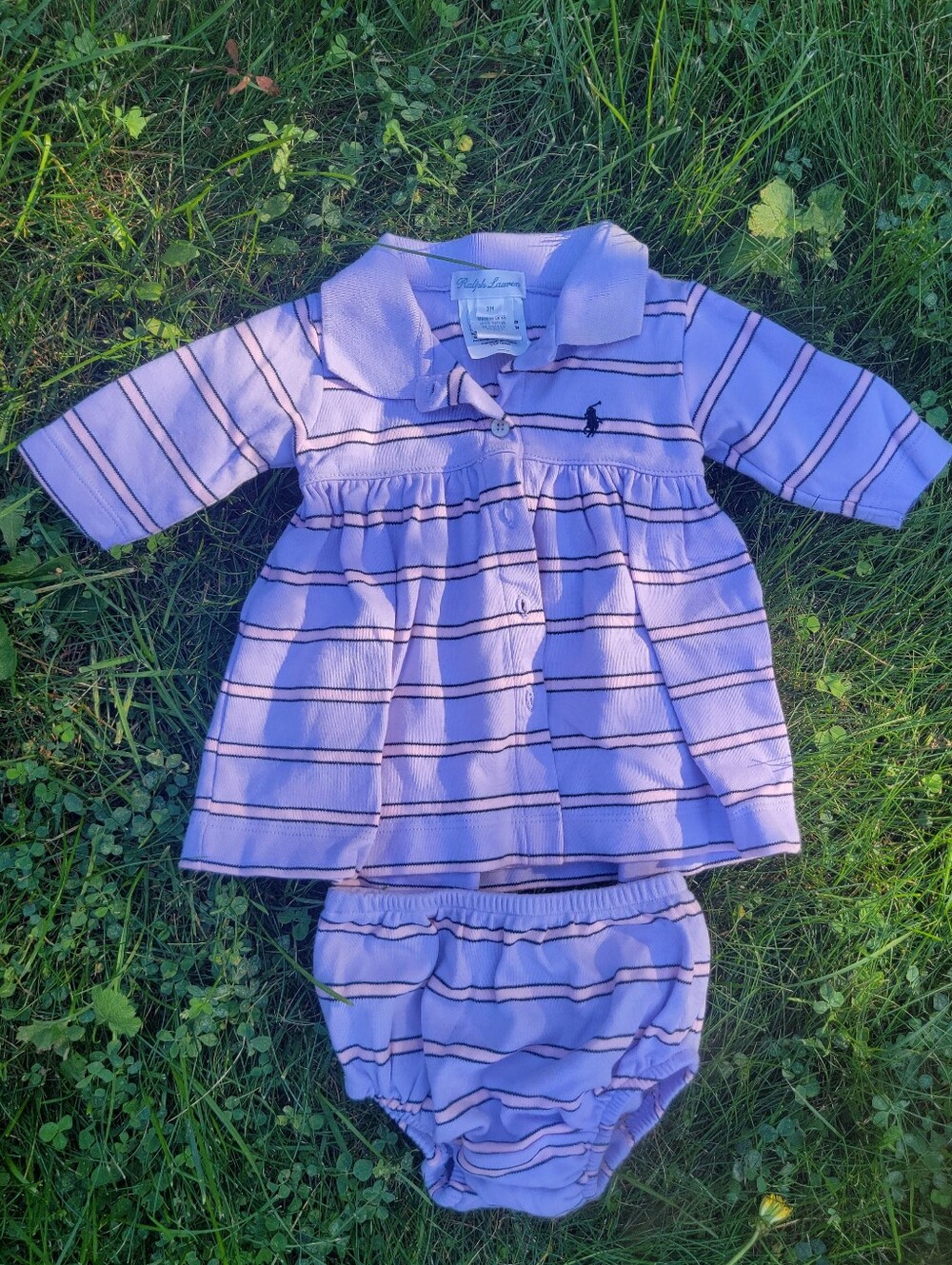 Ralph Lauren Lavender Striped Polo Dress with Bloomers